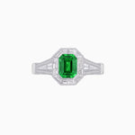 Load image into Gallery viewer, Emerald Cut Halo Mounting Ring with Baguette &amp; Round Diamonds - Shahin Jewelry
