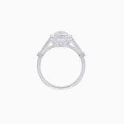 Emerald Cut Halo Mounting Ring with Baguette & Round Diamonds - Shahin Jewelry