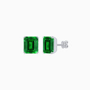 Emerald-Cut Solitaire Stud Earrings with Four-Prong Setting - Shahin Jewelry