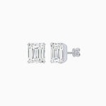 Load image into Gallery viewer, Emerald-Cut Solitaire Stud Earrings with Four-Prong Setting - Shahin Jewelry