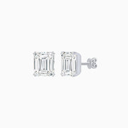 Emerald-Cut Solitaire Stud Earrings with Four-Prong Setting - Shahin Jewelry