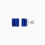 Load image into Gallery viewer, Emerald-Cut Solitaire Stud Earrings with Four-Prong Setting - Shahin Jewelry