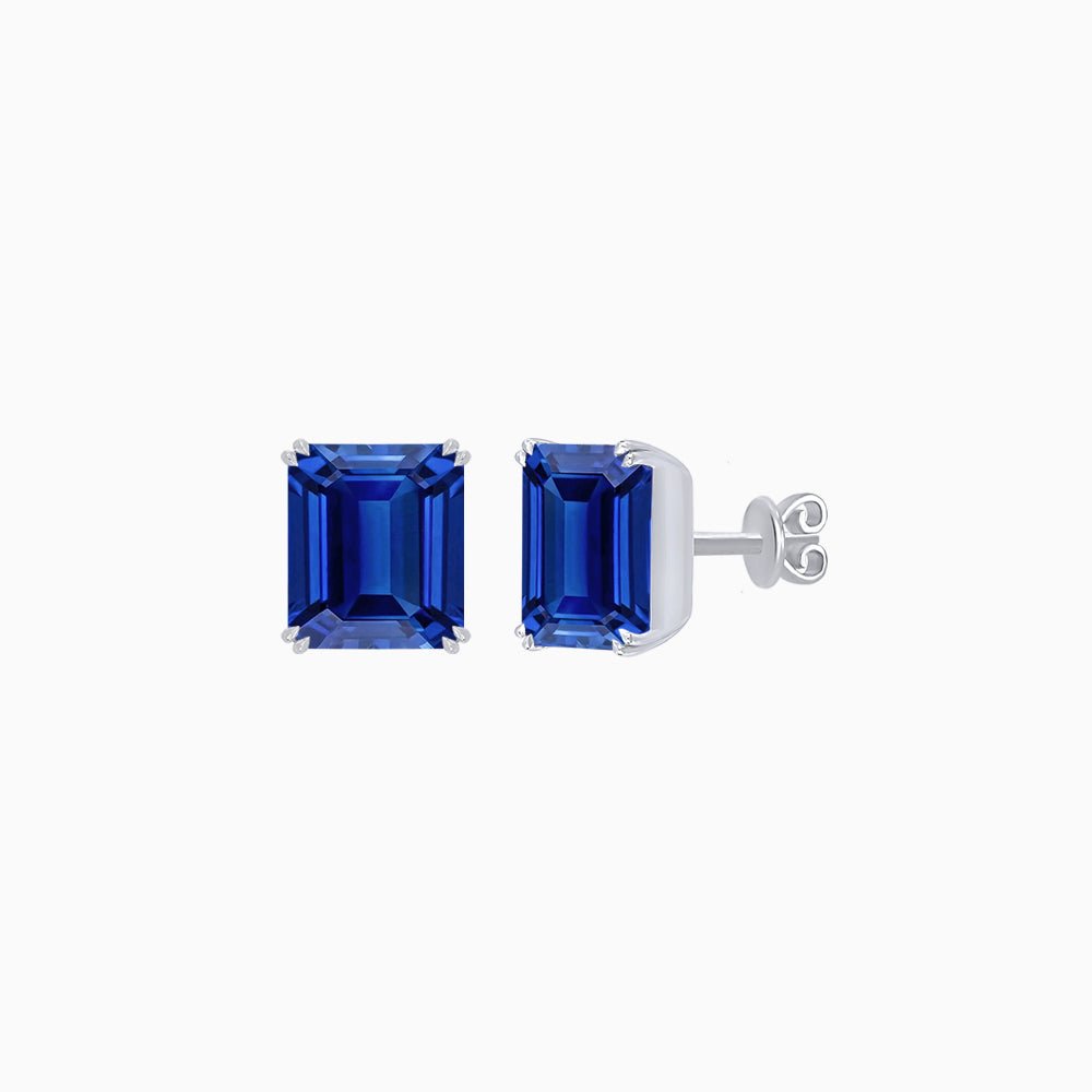 Emerald-Cut Solitaire Stud Earrings with Four-Prong Setting - Shahin Jewelry