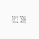 Load image into Gallery viewer, Emerald-Cut Solitaire Stud Earrings with Four-Prong Setting - Shahin Jewelry