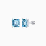 Load image into Gallery viewer, Emerald-Cut Solitaire Stud Earrings with Four-Prong Setting - Shahin Jewelry