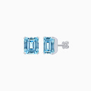 Emerald-Cut Solitaire Stud Earrings with Four-Prong Setting - Shahin Jewelry