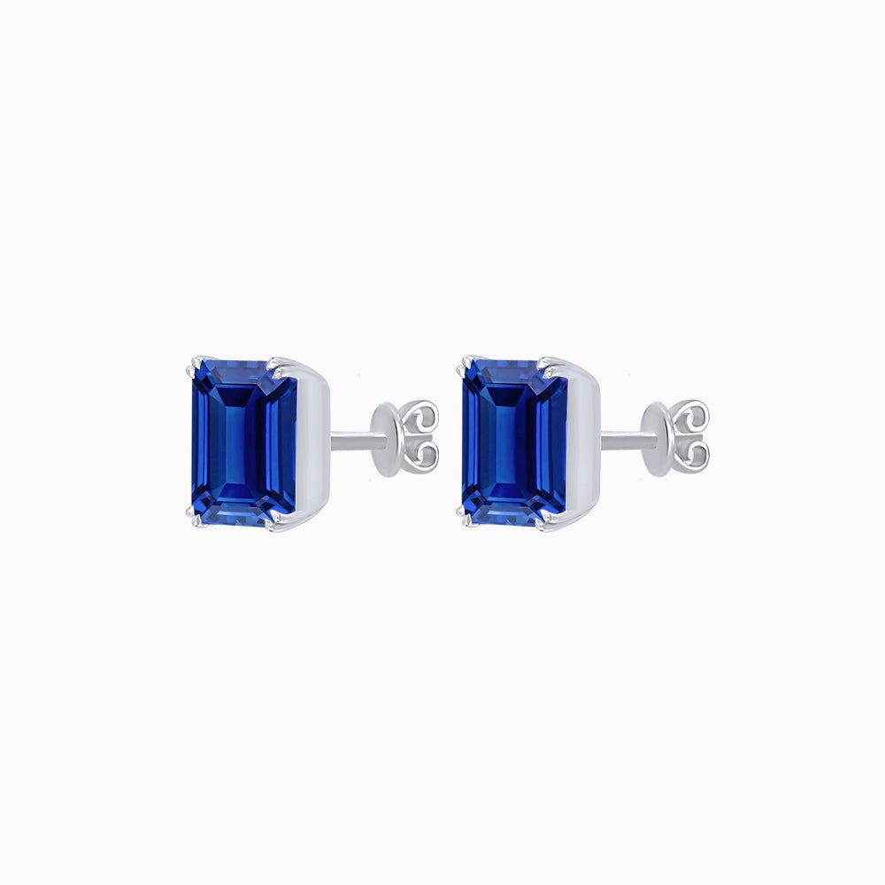 Emerald-Cut Solitaire Stud Earrings with Four-Prong Setting - Shahin Jewelry