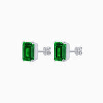 Load image into Gallery viewer, Emerald-Cut Solitaire Stud Earrings with Four-Prong Setting - Shahin Jewelry