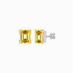 Load image into Gallery viewer, Emerald-Cut Solitaire Stud Earrings with Four-Prong Setting - Shahin Jewelry
