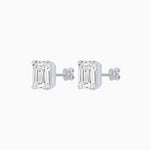 Load image into Gallery viewer, Emerald-Cut Solitaire Stud Earrings with Four-Prong Setting - Shahin Jewelry