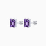 Load image into Gallery viewer, Emerald-Cut Solitaire Stud Earrings with Four-Prong Setting - Shahin Jewelry