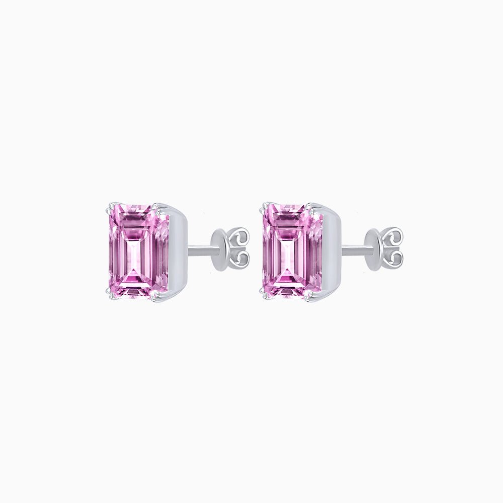 Emerald-Cut Solitaire Stud Earrings with Four-Prong Setting - Shahin Jewelry