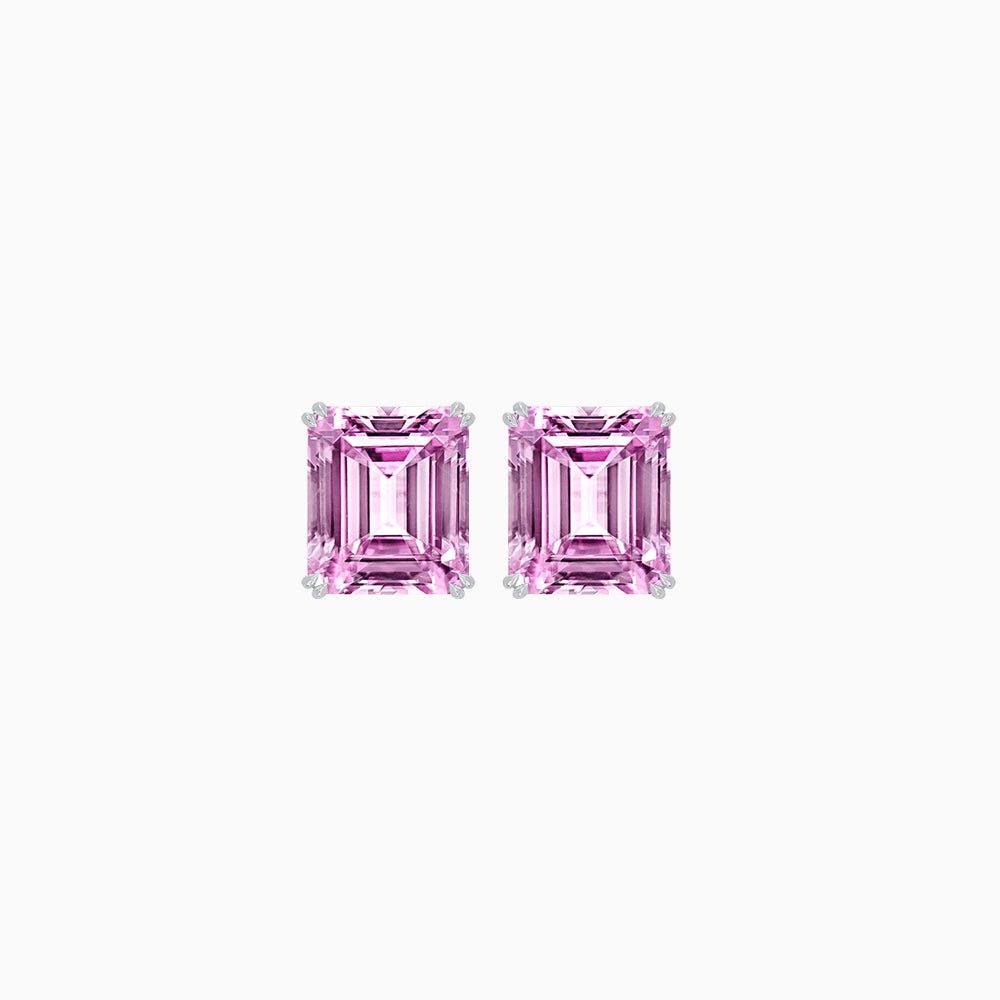 Emerald-Cut Solitaire Stud Earrings with Four-Prong Setting - Shahin Jewelry