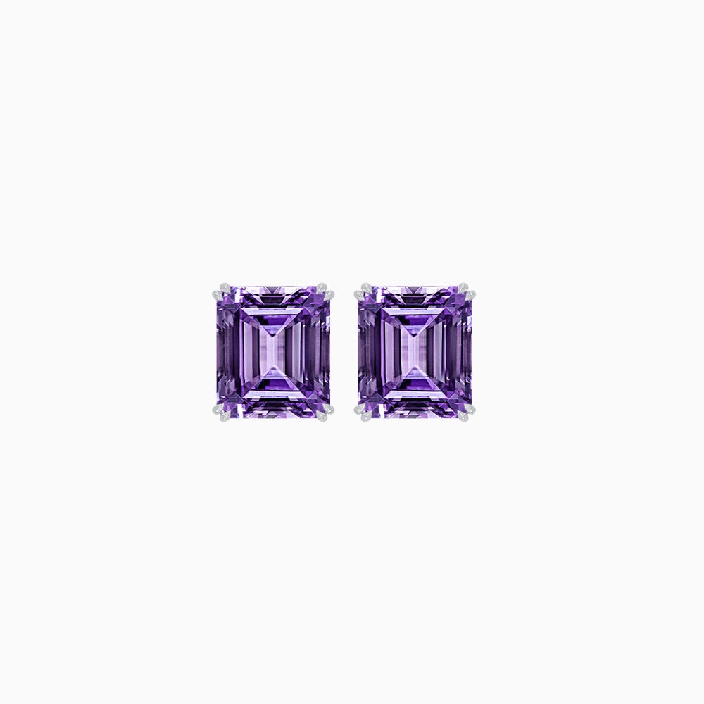 Emerald-Cut Solitaire Stud Earrings with Four-Prong Setting - Shahin Jewelry