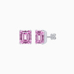 Load image into Gallery viewer, Emerald-Cut Solitaire Stud Earrings with Four-Prong Setting - Shahin Jewelry