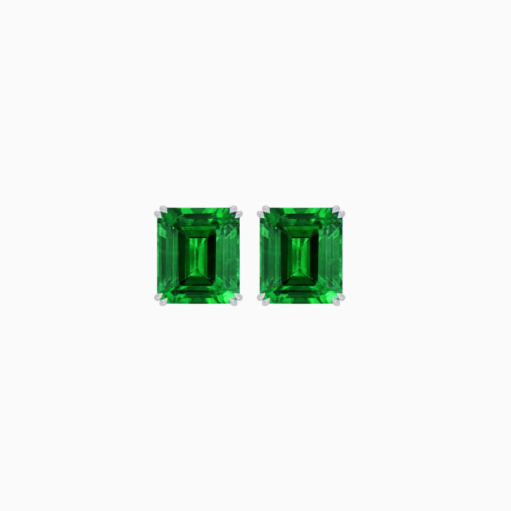 Emerald-Cut Solitaire Stud Earrings with Four-Prong Setting - Shahin Jewelry