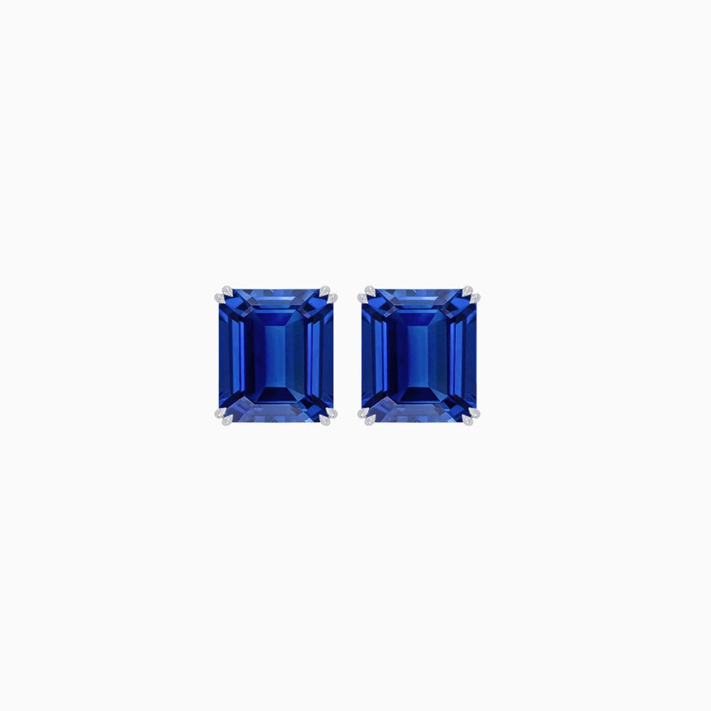 Emerald-Cut Solitaire Stud Earrings with Four-Prong Setting - Shahin Jewelry
