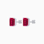 Load image into Gallery viewer, Emerald-Cut Solitaire Stud Earrings with Four-Prong Setting - Shahin Jewelry