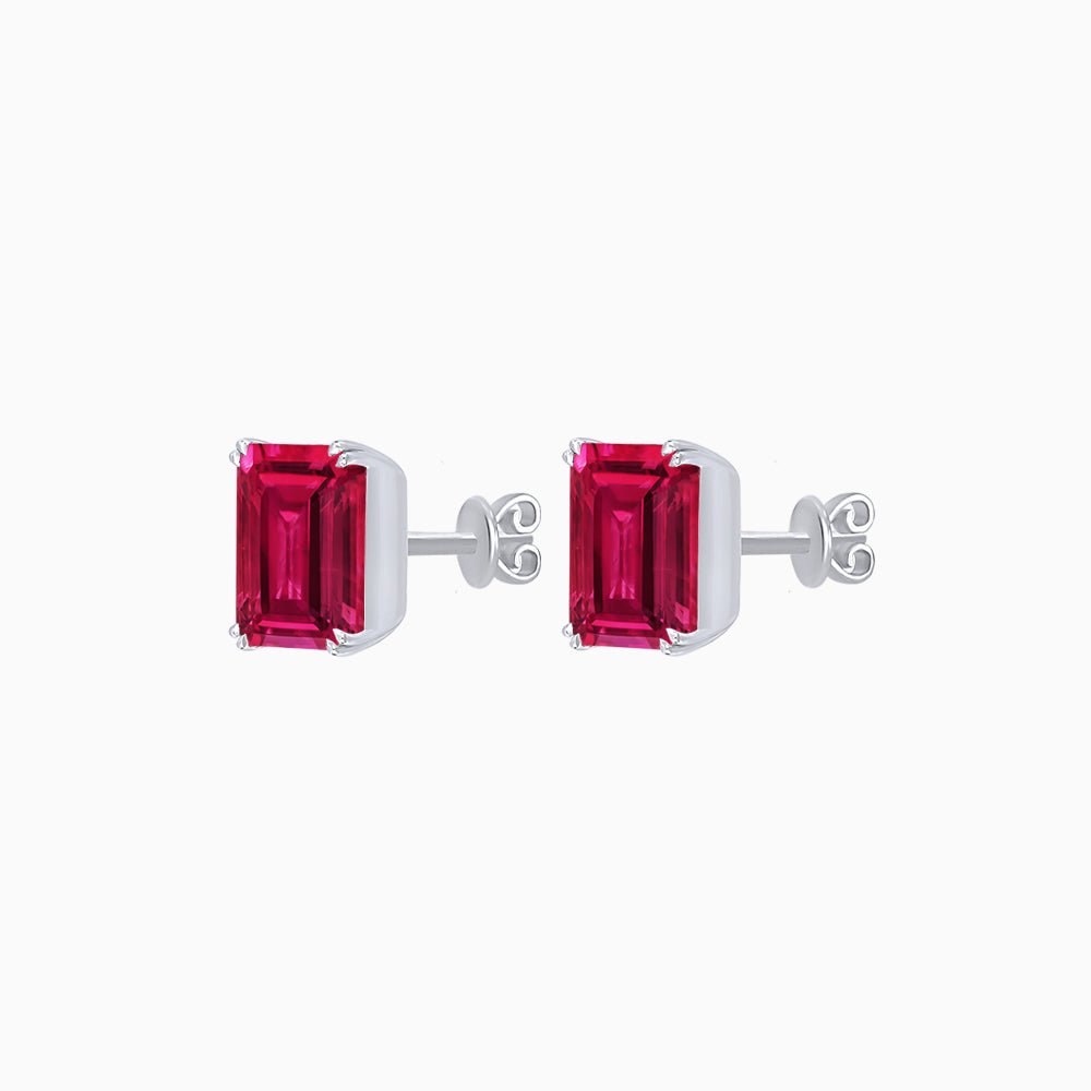 Emerald-Cut Solitaire Stud Earrings with Four-Prong Setting - Shahin Jewelry