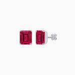 Load image into Gallery viewer, Emerald-Cut Solitaire Stud Earrings with Four-Prong Setting - Shahin Jewelry