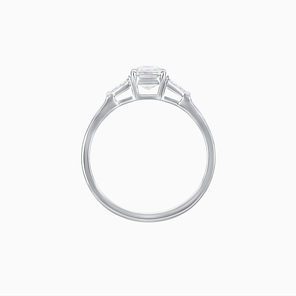 Emerald Cut Three-Stone Art Deco Inspired Engagement Ring - Shahin Jewelry