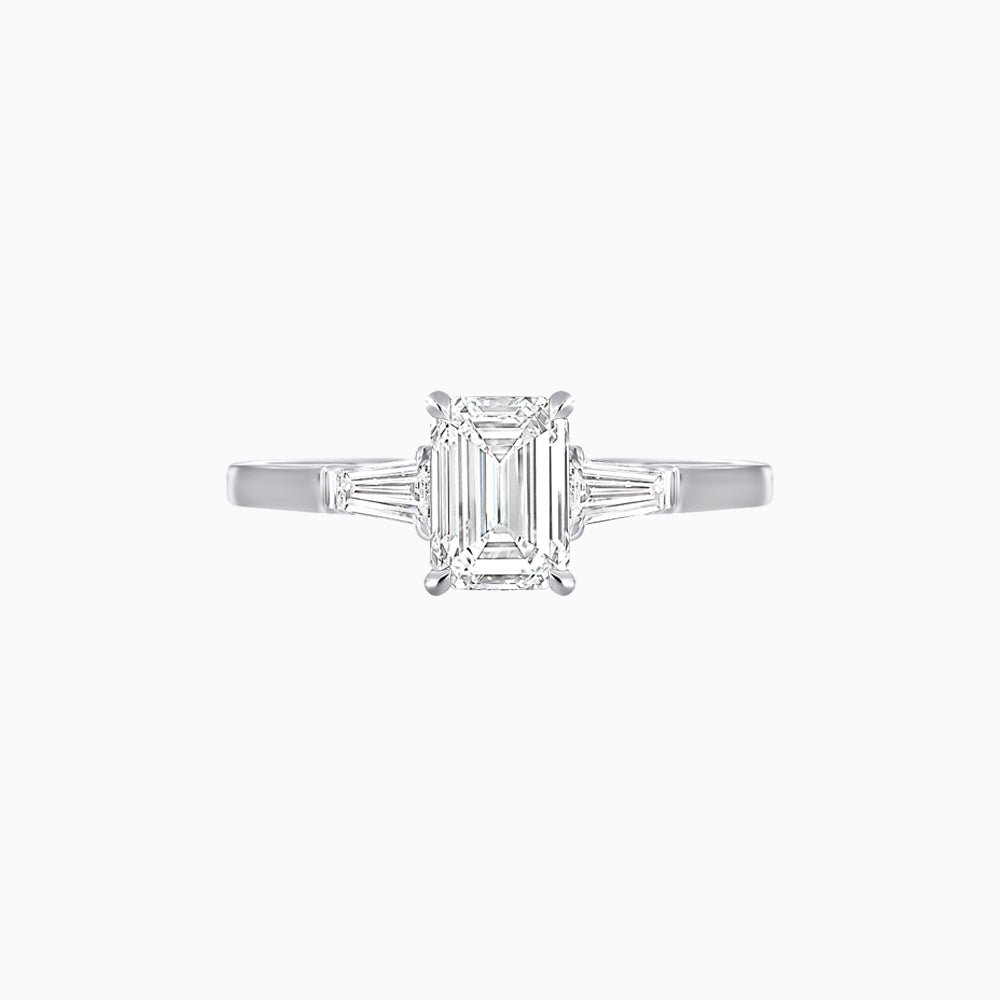 Emerald Cut Three-Stone Art Deco Inspired Engagement Ring - Shahin Jewelry