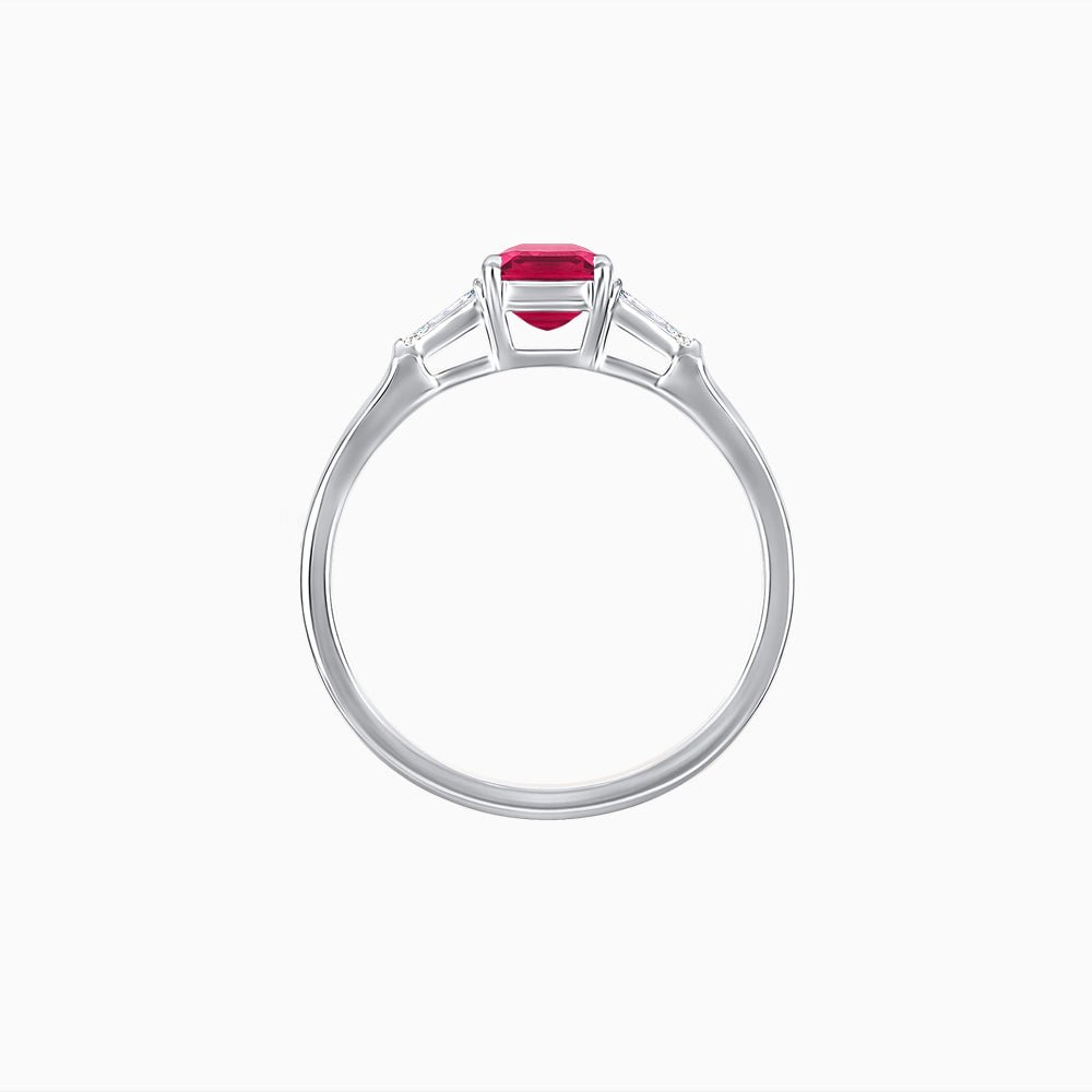 Emerald Cut Three-Stone Art Deco Inspired Engagement Ring - Shahin Jewelry