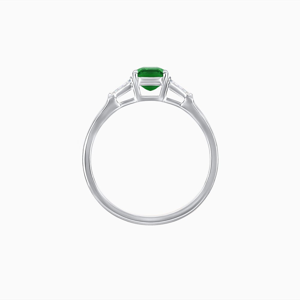 Emerald Cut Three-Stone Art Deco Inspired Engagement Ring - Shahin Jewelry