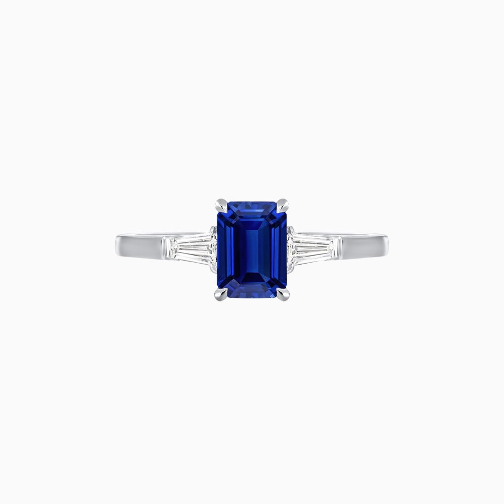 Emerald Cut Three-Stone Art Deco Inspired Engagement Ring - Shahin Jewelry