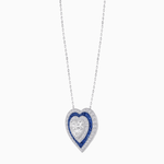Load image into Gallery viewer, Exquisite Triple Halo Heart-Shaped Diamond and Sapphire Pendant | Bezel Setting | Mounting | Without Chain - Shahin Jewelry
