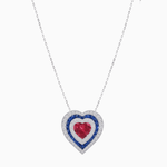 Load image into Gallery viewer, Exquisite Triple Halo Heart-Shaped Diamond and Sapphire Pendant | Bezel Setting | Mounting | Without Chain - Shahin Jewelry