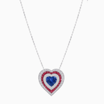 Load image into Gallery viewer, Exquisite Triple Halo Heart-Shaped Diamond and Sapphire Pendant | Bezel Setting | Mounting | Without Chain - Shahin Jewelry