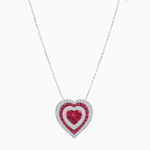Load image into Gallery viewer, Exquisite Triple Halo Heart-Shaped Diamond and Sapphire Pendant | Bezel Setting | Mounting | Without Chain - Shahin Jewelry