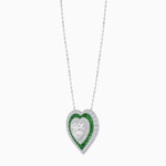 Load image into Gallery viewer, Exquisite Triple Halo Heart-Shaped Diamond and Sapphire Pendant | Bezel Setting | Mounting | Without Chain - Shahin Jewelry