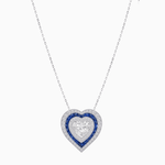 Load image into Gallery viewer, Exquisite Triple Halo Heart-Shaped Diamond and Sapphire Pendant | Bezel Setting | Mounting | Without Chain - Shahin Jewelry