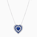 Load image into Gallery viewer, Exquisite Triple Halo Heart-Shaped Diamond and Sapphire Pendant | Bezel Setting | Mounting | Without Chain - Shahin Jewelry