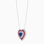 Load image into Gallery viewer, Exquisite Triple Halo Heart-Shaped Diamond and Sapphire Pendant | Bezel Setting | Mounting | Without Chain - Shahin Jewelry
