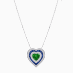 Load image into Gallery viewer, Exquisite Triple Halo Heart-Shaped Diamond and Sapphire Pendant | Bezel Setting | Mounting | Without Chain - Shahin Jewelry