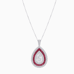 Load image into Gallery viewer, Exquisite Triple Halo Pear - Shaped Pendant with Customizable Center Stone - Mounting - Shahin Jewelry