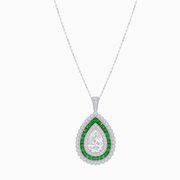 Exquisite Triple Halo Pear - Shaped Pendant with Customizable Center Stone - Mounting - Shahin Jewelry