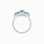 Load image into Gallery viewer, Geometric Art Deco-Style Ring with French-Cut Accents Custom Center Stone Mounting | Hand-Applied Milgrain Detailing - Shahin Jewelry