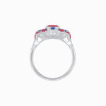 Load image into Gallery viewer, Geometric Art Deco-Style Ring with French-Cut Accents Custom Center Stone Mounting | Hand-Applied Milgrain Detailing - Shahin Jewelry