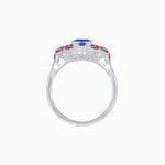 Load image into Gallery viewer, Geometric Art Deco-Style Ring with French-Cut Accents Custom Center Stone Mounting | Hand-Applied Milgrain Detailing - Shahin Jewelry