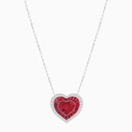 Load image into Gallery viewer, Heart Shape Double Halo Pendant with Diamond and Gemstone | Bezel Setting | Mounting | Without Chain - Shahin Jewelry