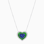 Load image into Gallery viewer, Heart Shape Double Halo Pendant with Diamond and Gemstone | Bezel Setting | Mounting | Without Chain - Shahin Jewelry