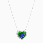Heart Shape Double Halo Pendant with Diamond and Gemstone | Bezel Setting | Mounting | Without Chain - Shahin Jewelry