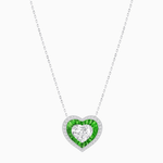 Load image into Gallery viewer, Heart Shape Double Halo Pendant with Diamond and Gemstone | Bezel Setting | Mounting | Without Chain - Shahin Jewelry