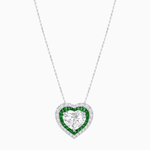 Load image into Gallery viewer, Heart Shape Double Halo Pendant with Diamond and Gemstone | Mounting | Prong Setting |Without Chain - Shahin Jewelry