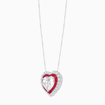 Load image into Gallery viewer, Heart Shape Double Halo Pendant with Diamond and Gemstone | Mounting | Prong Setting |Without Chain - Shahin Jewelry