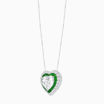 Load image into Gallery viewer, Heart Shape Double Halo Pendant with Diamond and Gemstone | Mounting | Prong Setting |Without Chain - Shahin Jewelry